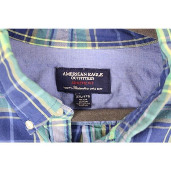 🦅 AE Men's XXL Athl. Fit Button Plaid Shirt - Picture 3 of 7